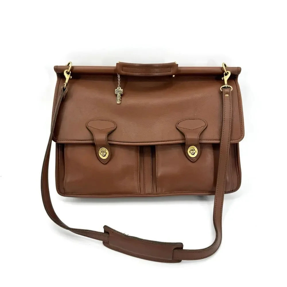 Jack Georges VTG UNIVERSITY PROFESSIONAL LEATHER DOWEL BRIEFCASE Shoulder Bag
